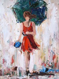 THE GREEN UMBRELLA by Lorna Millar at Ross's Online Art Auctions