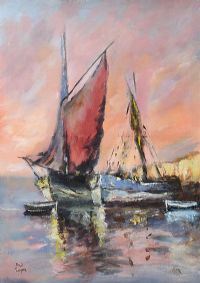 HARBOURED BOATS, COUNTY GALWAY by Niall Campion at Ross's Online Art Auctions