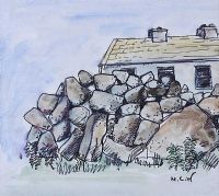 COTTAGE BY A STONE WALL by Maurice Canning Wilks ARHA RUA at Ross's Online Art Auctions