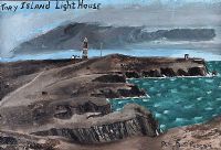 TORY ISLAND LIGHTHOUSE by Patsy Dan  Rodgers at Ross's Online Art Auctions