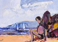 SUNBATHING & WATCHING THE BOATS by Rachel Grainger Hunt at Ross's Online Art Auctions