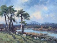 THE MOURNES FROM THE QUOILE RIVER by William Cunningham at Ross's Online Art Auctions