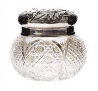 STERLING SILVER GLASS ROUND JAR at Ross's Online Art Auctions