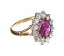 18CT GOLD RUBY AND DIAMOND CLUSTER DRESS RING at Ross's Online Art Auctions