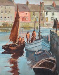 DIVIDING THE CATCH, GALWAY by Cecil Maguire RUA at Ross's Online Art Auctions