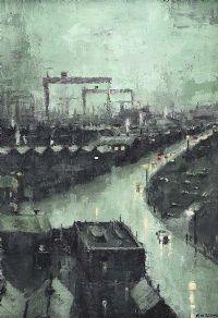 HARLAND & WOLFF, INCOMING NIGHTSHIFT by Colin H. Davidson at Ross's Online Art Auctions
