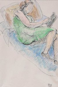 GIRL READING by William Conor RHA RUA at Ross's Online Art Auctions