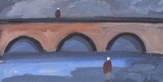 WAITING BY THE BRIDGE by Markey Robinson at Ross's Online Art Auctions