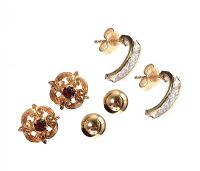 THREE PAIRS OF GOLD EARRINGS at Ross's Online Art Auctions