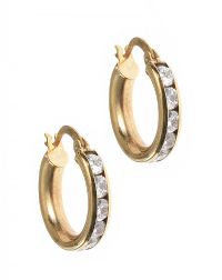 9CT GOLD AND CUBIC ZIRCONIA HOOPED EARRINGS at Ross's Online Art Auctions