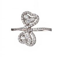 18CT WHITE GOLD AND DIAMOND HEART CLUSTER RING at Ross's Online Art Auctions