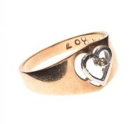 9CT GOLD AND DIAMOND HEART-SHAPED RING at Ross's Online Art Auctions