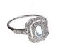 18CT WHITE GOLD AQUAMARINE AND DIAMOND CLUSTER RING IN THE STYLE OF ART DECO at Ross's Online Art Auctions