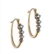 9CT GOLD HOOP EARRINGS SET WITH BLUE TOPAZ at Ross's Online Art Auctions