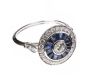 18CT WHITE GOLD SAPPHIRE AND DIAMOND TARGET CLUSTER RING IN THE STYLE OF ART DECO at Ross's Online Art Auctions