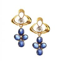 18CT GOLD SAPPHIRE AND DIAMOND EARRINGS at Ross's Online Art Auctions