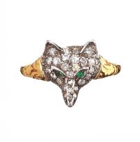 9CT ROSE-CUT DIAMOND FOX RING at Ross's Online Art Auctions