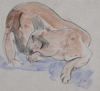 CAT SLEEPING by Gerard Dillon at Ross's Online Art Auctions