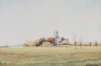 CHURCH & RIVER by John Bird at Ross's Online Art Auctions
