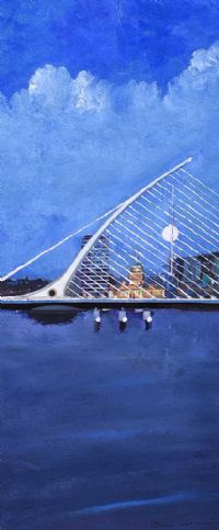 THE SAMUEL BECKETT BRIDGE, DUBLIN CITY by Sean Lorinyenko at Ross's Online Art Auctions