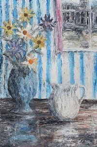 FLOWERS IN MORNING WINDOW by Peter Pearson at Ross's Online Art Auctions