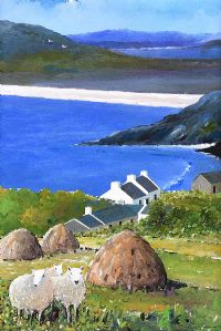 SHEEP AT TRA NA ROSSAN, DOWNINGS by Sean Lorinyenko at Ross's Online Art Auctions