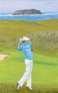 RORY MCILROY AT BALLYLIFFIN, DONEGAL by Sean Loughrey at Ross's Online Art Auctions
