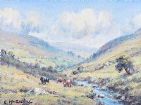 CATTLE GRAZING BY THE RIVER DUNN by Charles McAuley at Ross's Online Art Auctions