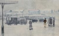 WAITING ON THE PLATFORM by Tom Carr HRHA HRUA at Ross's Online Art Auctions