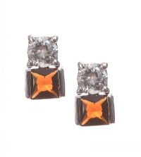 STERLING SILVER EARRINGS SET WITH GARNET AND CUBIC ZIRCONIA at Ross's Online Art Auctions