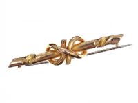 15CT GOLD KNOT BAR BROOCH at Ross's Online Art Auctions