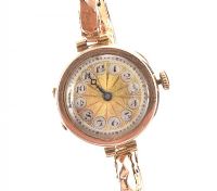 9CT GOLD-CASED LADY'S WRIST WATCH WITH ORIGINAL EXPANDING 9CT GOLD STRAP at Ross's Online Art Auctions