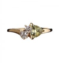 9CT GOLD RING SET WITH PERIDOT AND DIAMOND at Ross's Online Art Auctions