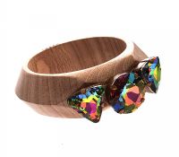 MARNI CRYSTAL-SET WOODEN BANGLE at Ross's Online Art Auctions