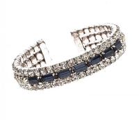 SILVER-TONE BANGLE SET WITH CRYSTALS at Ross's Online Art Auctions