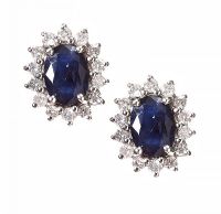 SAPPHIRE & DIAMOND EARRINGS IN 18CT WHITE GOLD at Ross's Online Art Auctions