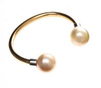 DIOR 18CT GOLD BANGLE SET WITH NATURAL PEARLS at Ross's Online Art Auctions
