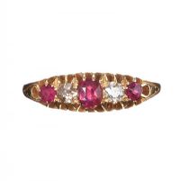 18CT DIAMOND & RUBY EDWARDIAN RING at Ross's Online Art Auctions