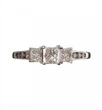 9CT WHITE GOLD DIAMOND THREE STONE RING at Ross's Online Art Auctions