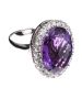 18CT WHITE GOLD COCKTAIL RING SET WITH AMETHYST AND DIAMOND at Ross's Online Art Auctions