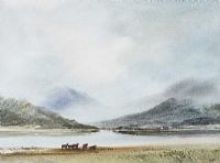 CATTLE BY THE LOUGH by Tom Kerr at Ross's Online Art Auctions