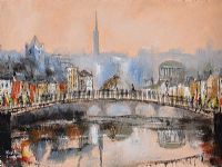 HA'PENNY BRIDGE, DUBLIN by Niall Campion at Ross's Online Art Auctions