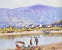 MENDING NETS, WATERFOOT by Donal McNaughton at Ross's Online Art Auctions
