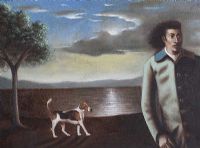 MAN, DOG & REFLECTIONS by Paul Wilson at Ross's Online Art Auctions