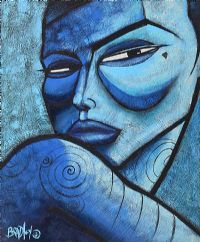 GIRL IN BLUE, PARIS by Terry Bradley at Ross's Online Art Auctions