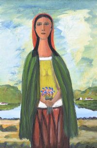 GIRL WITH FLOWERS by James Bingham at Ross's Online Art Auctions