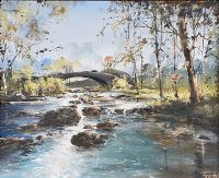 BRIDGE ON THE SHIMNA RIVER by Frank Fitzsimons at Ross's Online Art Auctions