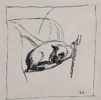 SLEEPING CAT by Gerard Dillon at Ross's Online Art Auctions