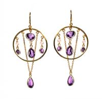 9CT GOLD AMETHYST AND SEED PEARL EARRINGS at Ross's Online Art Auctions
