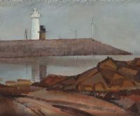 DONAGHDEE LIGHTHOUSE by Dennis H.  Osborne ARUA at Ross's Online Art Auctions